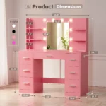 Gina Light Pink Dressing Table - Image 3