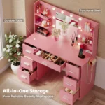 Gina Light Pink Dressing Table - Image 4