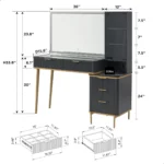 Rembo Dark Grey Dressing Table - Image 2