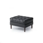 Mesh Black Leather Ottoman