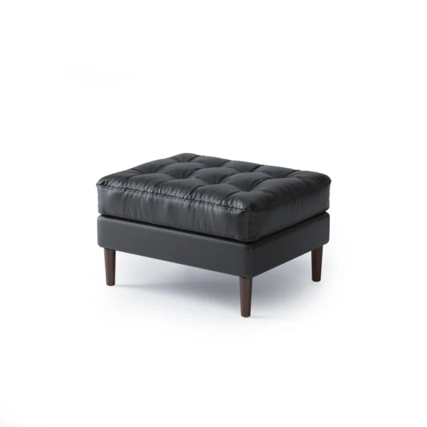 Mesh Black Leather Ottoman